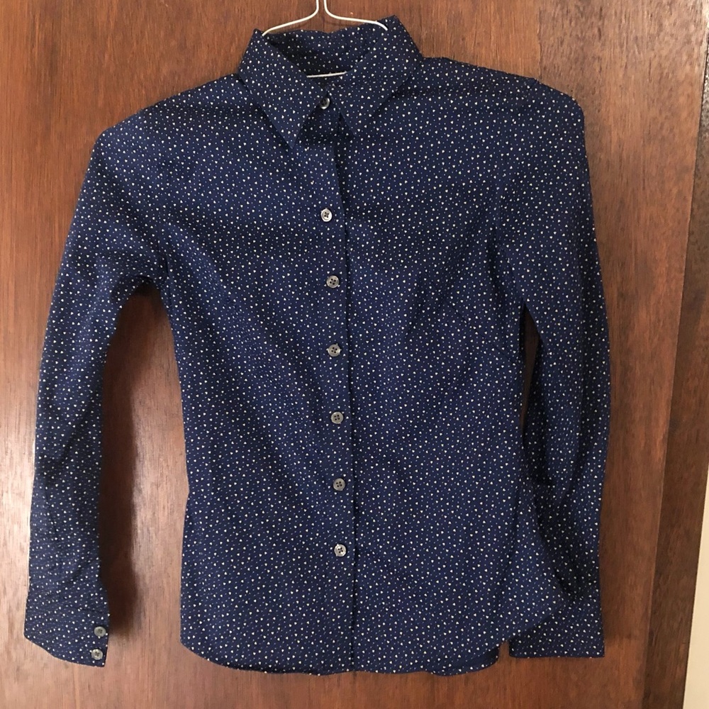 Banana Republic Navy Heart Print Button Up Shirt